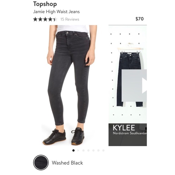 Topshop Jamie High Waist Jeans Faded Black NWT - Picture 2 of 3